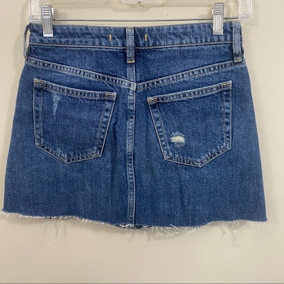 Free People Distressed Denim Mini Skirt 25 - Picture 6 of 8